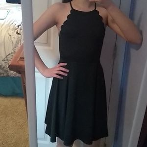 Formal scallop halter neck black dress